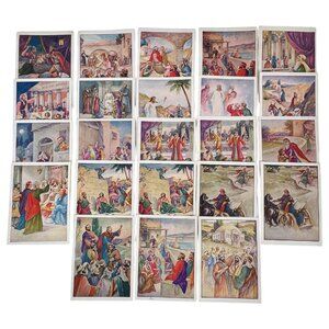 Vintage 1935 and 1936 Bible Beginner Lesson Picture Card David C Cook Lot of 23